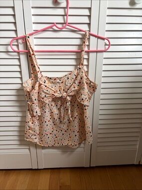 Madewell Peach Confetti Tie-Front Camisole